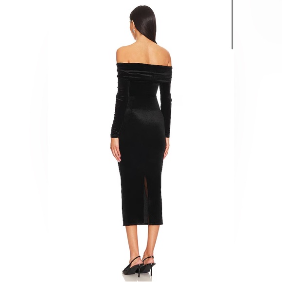 All Saints Black Velvet Midi Dress NWT - Picture 2 of 11